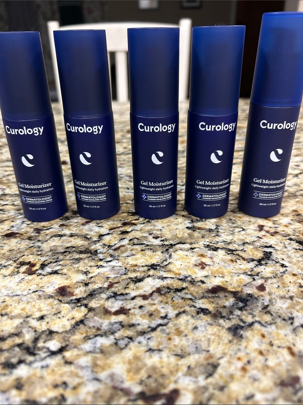 5 bottles Curology gel moisturizer